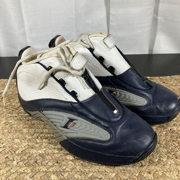 REEBOK Allen Iverson IV Answer Navy White Leather Basketball Shoes Men’s Sz 1 - Picture 3 of 14